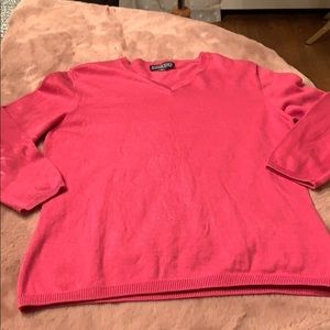Lands' End Pink V-Neck Sweater Soft Knit